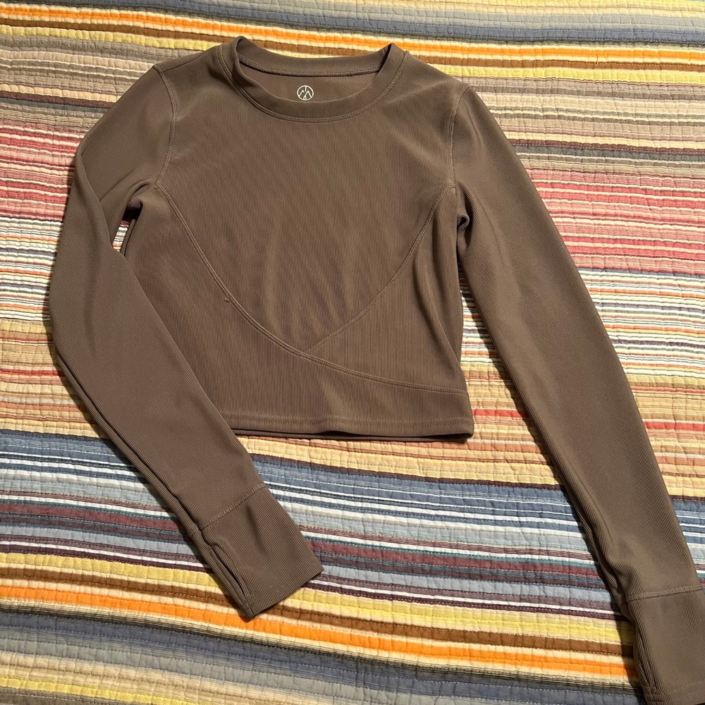 Move Theology Ribbed Long Sleeve Crop Top‎ Thumb Hole Athletic Shirt